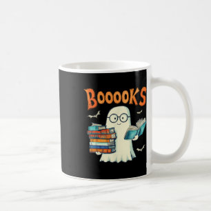 Cute Ghost Book Reading Booooks Halloween Teacher Coffee Mug