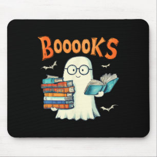 Cute Ghost Book Reading Booooks Halloween Teacher Mouse Pad