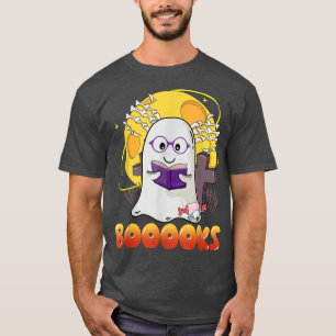 Cute Ghost Book Reading Halloween 2022 Boooks Teac T-Shirt