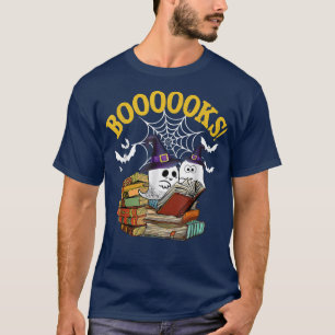 Cute Ghost Book Reading Halloween 2022 Boooks Teac T-Shirt