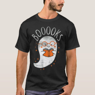Cute Ghost Book Reading Halloween Teacher Reading T-Shirt