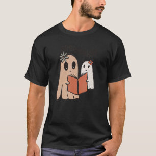 Cute Ghost Book Reading Halloween Teacher Top Funn