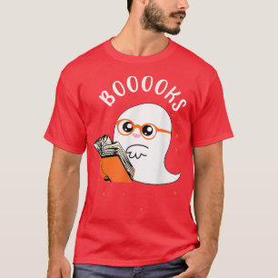 Cute Ghost Book Reading Halloween Teacher Top T-Sh
