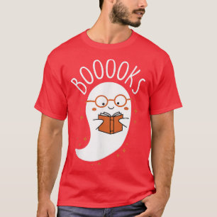 Cute Ghost Book Worm Nerd Boooks Halloween Party C T-Shirt