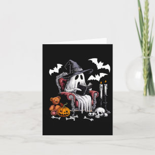 Cute Ghost Books Halloween Teacher Ghost Reading L Card