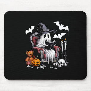 Cute Ghost Books Halloween Teacher Ghost Reading L Mouse Pad