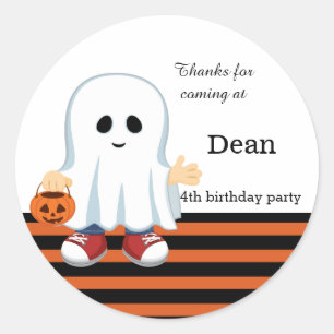 Cute ghost boy classic round sticker