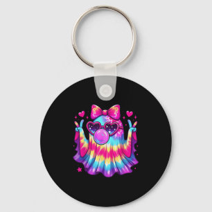 Cute Ghost Bubble Gum Coquette Bow Halloween Costu Key Ring