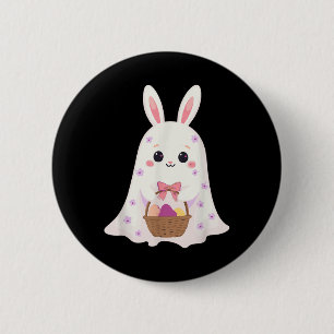 Cute Ghost Bunny Egg Basket Rabbit Easter Day Rabb 6 Cm Round Badge