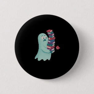 Cute Ghost Carrying Too Many Books Book Lover Hall 6 Cm Round Badge