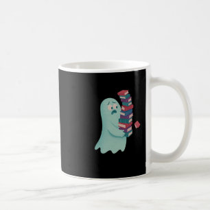 Cute Ghost Carrying Too Many Books Book Lover Hall Coffee Mug