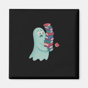 Cute Ghost Carrying Too Many Books Book Lover Hall Magnet