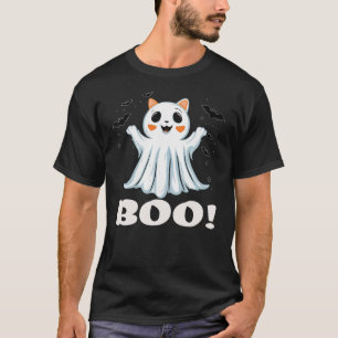 Cute Ghost Cat Boo Kitty Halloween T-Shirt