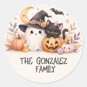 Cute Ghost Cat Family Halloween Sticker