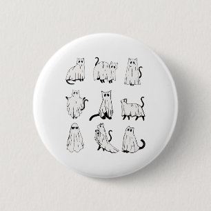 Cute Ghost Cat Funny Halloween Outfit Costumes 6 Cm Round Badge
