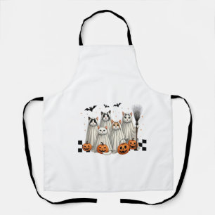 Cute Ghost Cat Funny Halloween Outfit Costumes Bla Apron