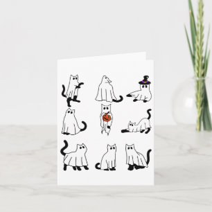 Cute Ghost Cat Funny Halloween Outfit Costumes Bla Card