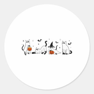 Cute Ghost Cat Funny Halloween Outfit Costumes Bla Classic Round Sticker