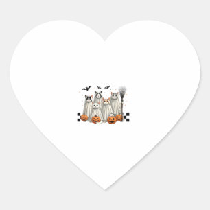 Cute Ghost Cat Funny Halloween Outfit Costumes Bla Heart Sticker
