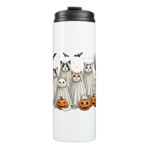 Cute Ghost Cat Funny Halloween Outfit Costumes Bla Thermal Tumbler