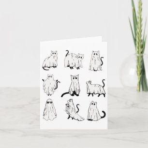Cute Ghost Cat Funny Halloween Outfit Costumes Card