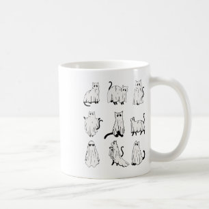Cute Ghost Cat Funny Halloween Outfit Costumes Coffee Mug