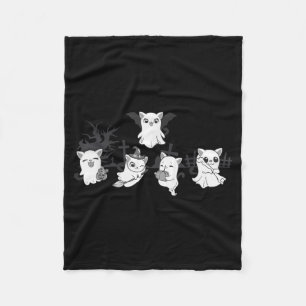 Cute Ghost Cat Funny Halloween Outfit Costumes Fleece Blanket