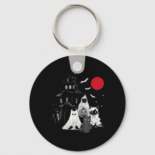 Cute Ghost Cat Funny Halloween Outfit Costumes Key Ring