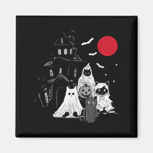 Cute Ghost Cat Funny Halloween Outfit Costumes Magnet