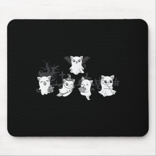 Cute Ghost Cat Funny Halloween Outfit Costumes Mouse Pad