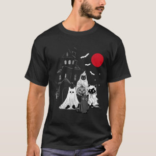 Cute Ghost Cat Funny Halloween Outfit Costumes T-Shirt