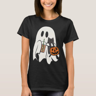 Cute Ghost Cat Iced Coffee Spooky Season Halloween T-Shirt