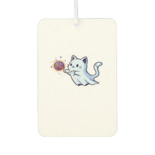 Cute Ghost Cat Spooky Halloween Kitten Magical W Car Air Freshener