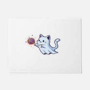 Cute Ghost Cat Spooky Halloween Kitten Magical W Doormat