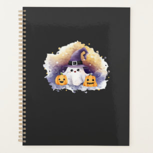 Cute Ghost Cat with Pumpkins � Kawaii Halloween Ar Planner