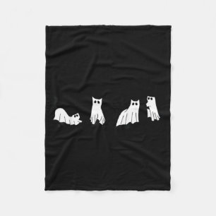 Cute Ghost Cats Funny Halloween Outfit Costumes Fleece Blanket