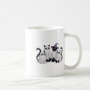 Cute Ghost Cats Halloween Outfit Costumes Black Ca Coffee Mug