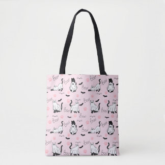 Cute Ghost Cats Halloween Tote Bag