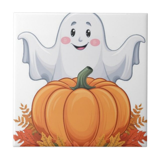 cute ghost ceramic tile (Front)