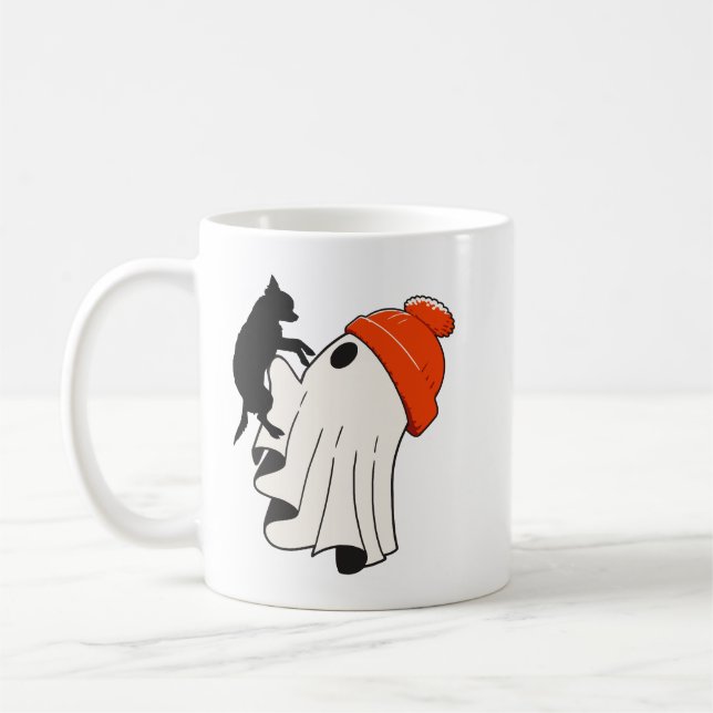 Cute Ghost Chihuahua Lover Coffee Mug (Left)