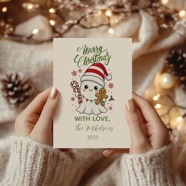 Cute Ghost Christmas Holiday Card (Creator Uploaded)