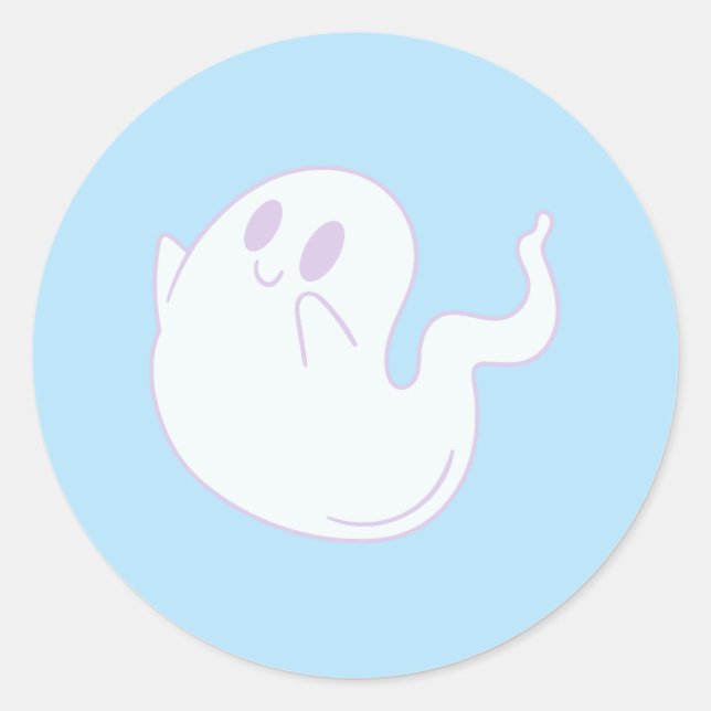 Cute Ghost Classic Round Sticker (Front)