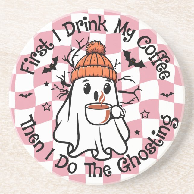  Cute Ghost Coffee Fall Coaster (Front)