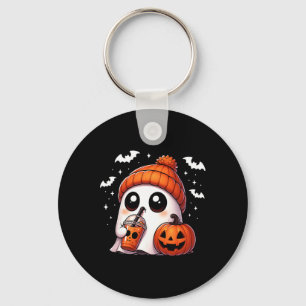 Cute Ghost Coffee Lover Halloween Ghost Pumpkin Sp Key Ring