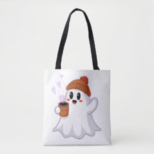 👻 Cute Ghost Coffee Lover Tote Bag