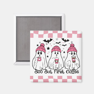 Cute Ghost Coffee Pink Magnet