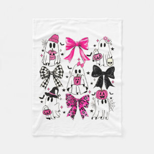 Cute Ghost Coquette Aesthetic Pink Bows Spooky Sea Fleece Blanket