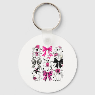 Cute Ghost Coquette Aesthetic Pink Bows Spooky Sea Key Ring