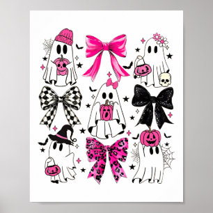 Cute Ghost Coquette Aesthetic Pink Bows Spooky Sea Poster