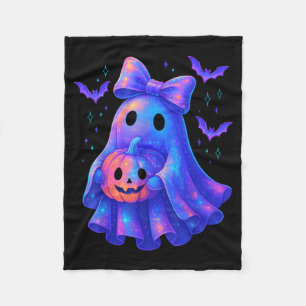Cute Ghost Coquette Bow Halloween Spooky Season Fleece Blanket